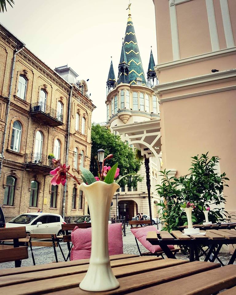 Cozy veranda of Basil Specialty Coffee and Wine Bar in Batumi